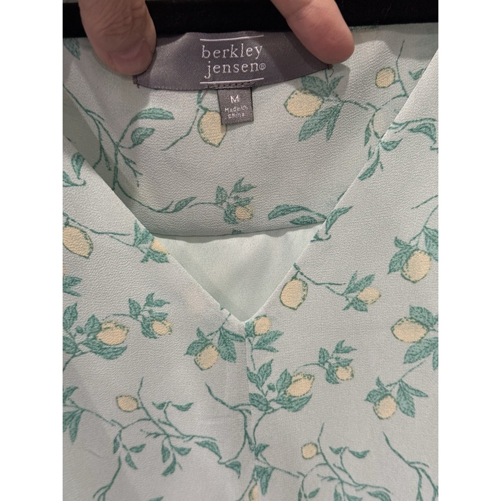 Berkley Jensen Chiffon Dress Lemon Floral Print Cottagecore Soft Girl M - Picture 3 of 7